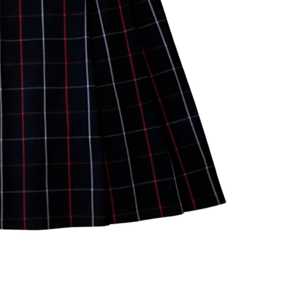 Vintage Burberry nova check plaid pleated navy skirt 100% wool Made in England - Picture 2 of 7